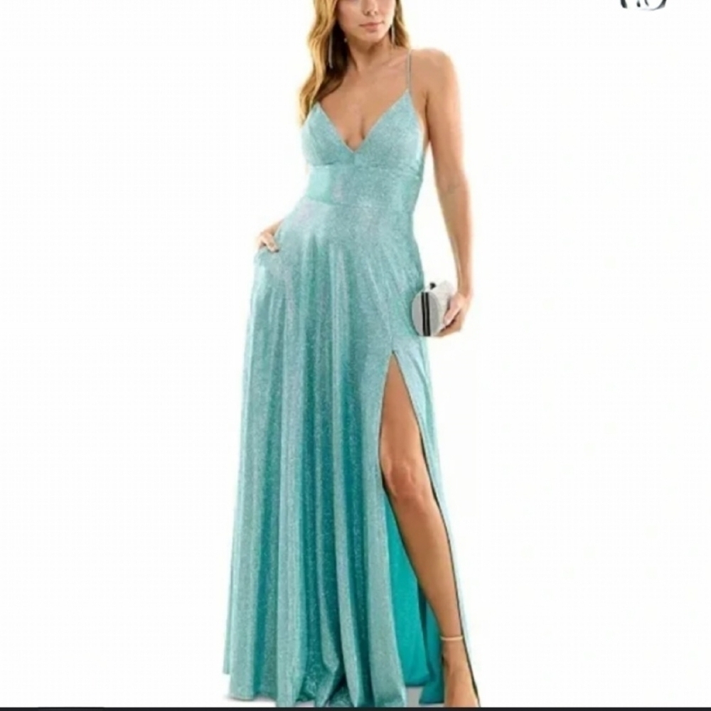 B Darlin Juniors Blue Glitter Gown Dress Size 3 4